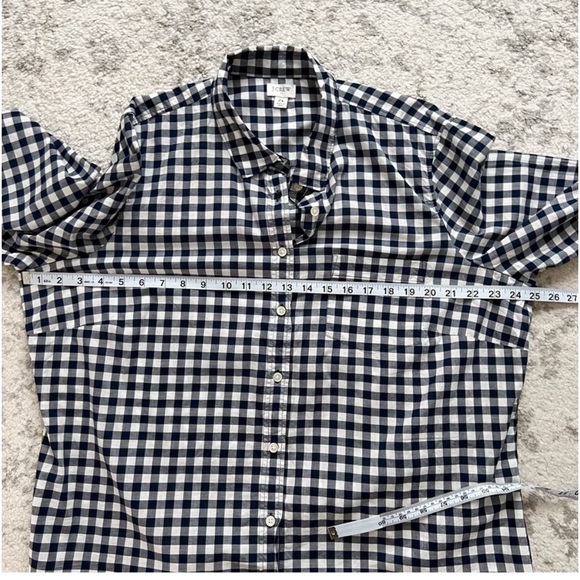 J Crew Navy Gingham Blue Button Down - Picture 1 of 8